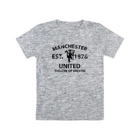 Детская футболка хлопок с принтом Manchester United - Est.1878 (Чёрный) в Курске, 100% хлопок | круглый вырез горловины, полуприлегающий силуэт, длина до линии бедер | Тематика изображения на принте: manchester united | манчестер юнайтед | футбол