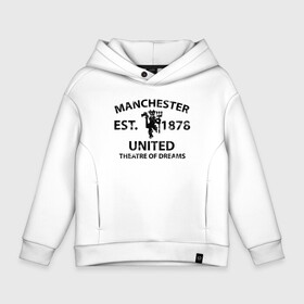 Детское худи Oversize хлопок с принтом Manchester United - Est.1878 (Чёрный) в Курске, френч-терри — 70% хлопок, 30% полиэстер. Мягкий теплый начес внутри —100% хлопок | боковые карманы, эластичные манжеты и нижняя кромка, капюшон на магнитной кнопке | manchester united | манчестер юнайтед | футбол