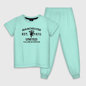 Детская пижама хлопок с принтом Manchester United - Est.1878 (Чёрный) в Курске, 100% хлопок |  брюки и футболка прямого кроя, без карманов, на брюках мягкая резинка на поясе и по низу штанин
 | manchester united | манчестер юнайтед | футбол