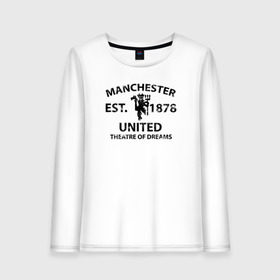 Женский лонгслив хлопок с принтом Manchester United - Est 1878 (Чёрный) в Курске, 100% хлопок |  | manchester united | манчестер юнайтед | футбол
