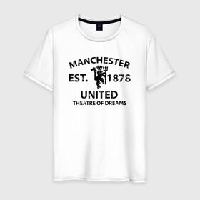 Мужская футболка хлопок с принтом Manchester United - Est.1878 (Чёрный) в Курске, 100% хлопок | прямой крой, круглый вырез горловины, длина до линии бедер, слегка спущенное плечо. | manchester united | манчестер юнайтед | футбол