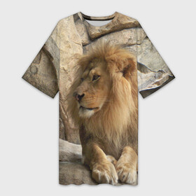Платье-футболка 3D с принтом Лев в Курске,  |  | амурский | животные | киса | кот | котенок | кошка | лев | львица | пума | рысь | серый | тигр | хищник