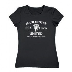 Женская футболка хлопок с принтом Manchester United - Est.1878 (Белый) в Курске, 100% хлопок | прямой крой, круглый вырез горловины, длина до линии бедер, слегка спущенное плечо | manchester united | манчестер юнайтед | футбол