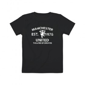 Детская футболка хлопок с принтом Manchester United - Est.1878 (Белый) в Курске, 100% хлопок | круглый вырез горловины, полуприлегающий силуэт, длина до линии бедер | Тематика изображения на принте: manchester united | манчестер юнайтед | футбол