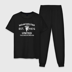 Мужская пижама хлопок с принтом Manchester United - Est.1878 (Белый) в Курске, 100% хлопок | брюки и футболка прямого кроя, без карманов, на брюках мягкая резинка на поясе и по низу штанин
 | manchester united | манчестер юнайтед | футбол
