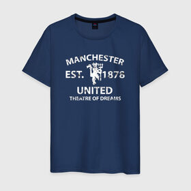 Мужская футболка хлопок с принтом Manchester United - Est.1878 (Белый) в Курске, 100% хлопок | прямой крой, круглый вырез горловины, длина до линии бедер, слегка спущенное плечо. | manchester united | манчестер юнайтед | футбол
