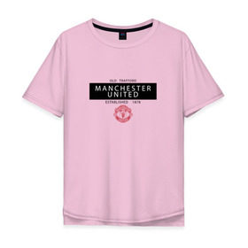 Мужская футболка хлопок Oversize с принтом Manchester United - Established 1878 (чёрный) в Курске, 100% хлопок | свободный крой, круглый ворот, “спинка” длиннее передней части | manchester united | манчестер юнайтед | футбол