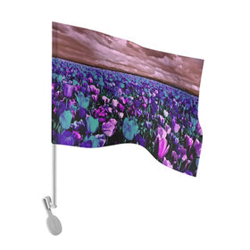 Флаг для автомобиля с принтом Поле тюльпанов в Курске, 100% полиэстер | Размер: 30*21 см | flower | весна | поле | полевой цветок | природа | цветочки | цветы