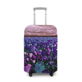 Чехол для чемодана 3D с принтом Поле тюльпанов в Курске, 86% полиэфир, 14% спандекс | двустороннее нанесение принта, прорези для ручек и колес | flower | весна | поле | полевой цветок | природа | цветочки | цветы
