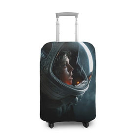 Чехол для чемодана 3D с принтом Девушка космонавт в Курске, 86% полиэфир, 14% спандекс | двустороннее нанесение принта, прорези для ручек и колес | Тематика изображения на принте: alien | космос | рипли | скафандр | чужой