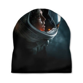 Шапка 3D с принтом Девушка космонавт в Курске, 100% полиэстер | универсальный размер, печать по всей поверхности изделия | alien | космос | рипли | скафандр | чужой