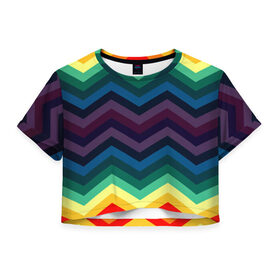 Женская футболка 3D укороченная с принтом Sweet Rainbow в Курске, 100% полиэстер | круглая горловина, длина футболки до линии талии, рукава с отворотами | 