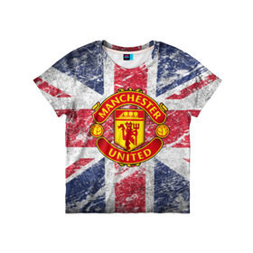 Детская футболка 3D с принтом British Manchester United в Курске, 100% гипоаллергенный полиэфир | прямой крой, круглый вырез горловины, длина до линии бедер, чуть спущенное плечо, ткань немного тянется | british | manchester united | mu | игра | манчестер | манчестер юнайтед | мю | флаг британии | футбол | эмблема мю