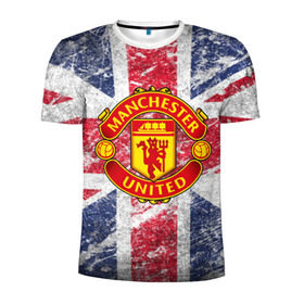 Мужская футболка 3D спортивная с принтом British Manchester United в Курске, 100% полиэстер с улучшенными характеристиками | приталенный силуэт, круглая горловина, широкие плечи, сужается к линии бедра | british | manchester united | mu | игра | манчестер | манчестер юнайтед | мю | флаг британии | футбол | эмблема мю