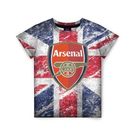 Детская футболка 3D с принтом British Arsenal в Курске, 100% гипоаллергенный полиэфир | прямой крой, круглый вырез горловины, длина до линии бедер, чуть спущенное плечо, ткань немного тянется | Тематика изображения на принте: арсена | британский флаг | эмблема