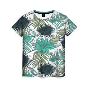 Женская футболка 3D с принтом Tropical в Курске, 100% полиэфир ( синтетическое хлопкоподобное полотно) | прямой крой, круглый вырез горловины, длина до линии бедер | flower | тропики | тропический | цветы
