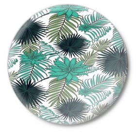 Значок с принтом Tropical в Курске,  металл | круглая форма, металлическая застежка в виде булавки | flower | тропики | тропический | цветы