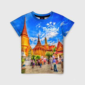 Детская футболка 3D с принтом Таиланд в Курске, 100% гипоаллергенный полиэфир | прямой крой, круглый вырез горловины, длина до линии бедер, чуть спущенное плечо, ткань немного тянется | architecture | bangkok | clouds | landmark | people | sky | temple of the emerald buddha | thailand | tourism | архитектура | бангкок | достопримечательность | люди | небо | облака | таиланд | туризм | храм изумрудного будды