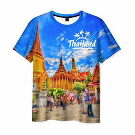 Мужская футболка 3D с принтом Таиланд в Курске, 100% полиэфир | прямой крой, круглый вырез горловины, длина до линии бедер | Тематика изображения на принте: architecture | bangkok | clouds | landmark | people | sky | temple of the emerald buddha | thailand | tourism | архитектура | бангкок | достопримечательность | люди | небо | облака | таиланд | туризм | храм изумрудного будды