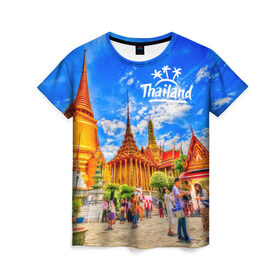Женская футболка 3D с принтом Таиланд в Курске, 100% полиэфир ( синтетическое хлопкоподобное полотно) | прямой крой, круглый вырез горловины, длина до линии бедер | architecture | bangkok | clouds | landmark | people | sky | temple of the emerald buddha | thailand | tourism | архитектура | бангкок | достопримечательность | люди | небо | облака | таиланд | туризм | храм изумрудного будды