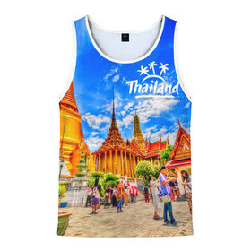 Мужская майка 3D с принтом Таиланд в Курске, 100% полиэстер | круглая горловина, приталенный силуэт, длина до линии бедра. Пройма и горловина окантованы тонкой бейкой | architecture | bangkok | clouds | landmark | people | sky | temple of the emerald buddha | thailand | tourism | архитектура | бангкок | достопримечательность | люди | небо | облака | таиланд | туризм | храм изумрудного будды