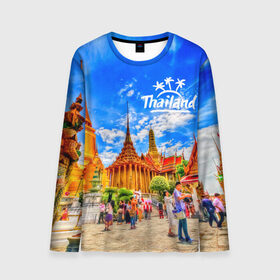 Мужской лонгслив 3D с принтом Таиланд в Курске, 100% полиэстер | длинные рукава, круглый вырез горловины, полуприлегающий силуэт | architecture | bangkok | clouds | landmark | people | sky | temple of the emerald buddha | thailand | tourism | архитектура | бангкок | достопримечательность | люди | небо | облака | таиланд | туризм | храм изумрудного будды