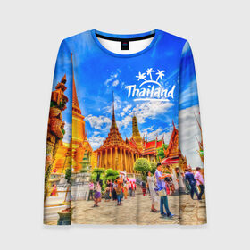 Женский лонгслив 3D с принтом Таиланд в Курске, 100% полиэстер | длинные рукава, круглый вырез горловины, полуприлегающий силуэт | architecture | bangkok | clouds | landmark | people | sky | temple of the emerald buddha | thailand | tourism | архитектура | бангкок | достопримечательность | люди | небо | облака | таиланд | туризм | храм изумрудного будды