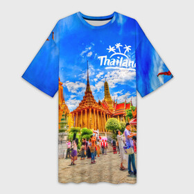 Платье-футболка 3D с принтом Таиланд в Курске,  |  | architecture | bangkok | clouds | landmark | people | sky | temple of the emerald buddha | thailand | tourism | архитектура | бангкок | достопримечательность | люди | небо | облака | таиланд | туризм | храм изумрудного будды