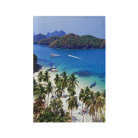 Обложка для паспорта матовая кожа с принтом Таиланд в Курске, натуральная матовая кожа | размер 19,3 х 13,7 см; прозрачные пластиковые крепления | Тематика изображения на принте: beach | clouds | islands | palm trees | people | sand | sea | ships | sky | thailand | tourism | корабли | люди | море | небо | облака | острова | пальмы | песок | пляж | таиланд | туризм
