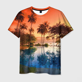 Мужская футболка 3D с принтом Таиланд в Курске, 100% полиэфир | прямой крой, круглый вырез горловины, длина до линии бедер | beach | clouds | hiking | sea | sky | sunset | swimming pool | thailand | бассейн | закат | море | небо | облака | пляж | таиланд | туризм