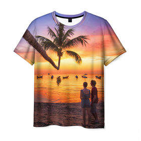 Мужская футболка 3D с принтом Таиланд в Курске, 100% полиэфир | прямой крой, круглый вырез горловины, длина до линии бедер | beach | clouds | love | palm tree | people | sea | sky | sunset | thailand | tourism | закат | любовь | люди | море | небо | облака | пальма | пляж | таиланд | туризм