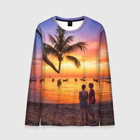 Мужской лонгслив 3D с принтом Таиланд в Курске, 100% полиэстер | длинные рукава, круглый вырез горловины, полуприлегающий силуэт | Тематика изображения на принте: beach | clouds | love | palm tree | people | sea | sky | sunset | thailand | tourism | закат | любовь | люди | море | небо | облака | пальма | пляж | таиланд | туризм