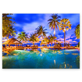 Поздравительная открытка с принтом Таиланд в Курске, 100% бумага | плотность бумаги 280 г/м2, матовая, на обратной стороне линовка и место для марки
 | clouds | pool | reflection | sea | sky | sunset | thailand | tourism | trees | water | бассейн | вода | закат | море | небо | облака | отражение | пальмы | таиланд | туризм