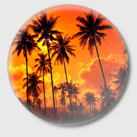 Значок с принтом Таиланд в Курске,  металл | круглая форма, металлическая застежка в виде булавки | Тематика изображения на принте: clouds | nature | palms | sky | sunset | thailand | tourism | закат | небо | облака | пальмы | природа | таиланд | туризм