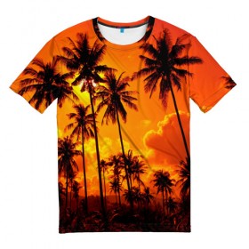 Мужская футболка 3D с принтом Таиланд в Курске, 100% полиэфир | прямой крой, круглый вырез горловины, длина до линии бедер | clouds | nature | palms | sky | sunset | thailand | tourism | закат | небо | облака | пальмы | природа | таиланд | туризм