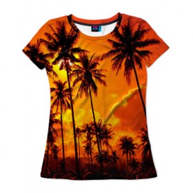 Женская футболка 3D с принтом Таиланд в Курске, 100% полиэфир ( синтетическое хлопкоподобное полотно) | прямой крой, круглый вырез горловины, длина до линии бедер | clouds | nature | palms | sky | sunset | thailand | tourism | закат | небо | облака | пальмы | природа | таиланд | туризм