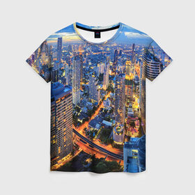 Женская футболка 3D с принтом Таиланд в Курске, 100% полиэфир ( синтетическое хлопкоподобное полотно) | прямой крой, круглый вырез горловины, длина до линии бедер | architecture | bangkok | city | lights | night | sky | skyscrapers | sunset | thailand | архитектура | бангкок | город | закат | небо | ночь | огни | таиланд