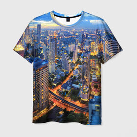 Мужская футболка 3D с принтом Таиланд в Курске, 100% полиэфир | прямой крой, круглый вырез горловины, длина до линии бедер | architecture | bangkok | city | lights | night | sky | skyscrapers | sunset | thailand | архитектура | бангкок | город | закат | небо | ночь | огни | таиланд