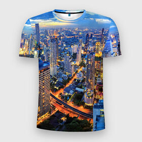 Мужская футболка 3D спортивная с принтом Таиланд в Курске, 100% полиэстер с улучшенными характеристиками | приталенный силуэт, круглая горловина, широкие плечи, сужается к линии бедра | architecture | bangkok | city | lights | night | sky | skyscrapers | sunset | thailand | архитектура | бангкок | город | закат | небо | ночь | огни | таиланд