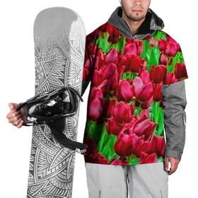 Накидка на куртку 3D с принтом Поле цветов в Курске, 100% полиэстер |  | flower | весна | красные | цветочки | цветы