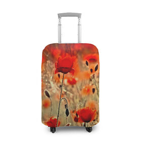 Чехол для чемодана 3D с принтом Маковое поле в Курске, 86% полиэфир, 14% спандекс | двустороннее нанесение принта, прорези для ручек и колес | flower | красные | лето | поле | полевой цветок | цветочки | цветы