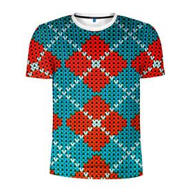 Мужская футболка 3D спортивная с принтом Knitting pattern в Курске, 100% полиэстер с улучшенными характеристиками | приталенный силуэт, круглая горловина, широкие плечи, сужается к линии бедра | Тематика изображения на принте: вязаный | рождество | свитер | текстура