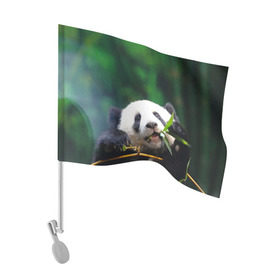 Флаг для автомобиля с принтом Панда на ветке в Курске, 100% полиэстер | Размер: 30*21 см | животные | лес | медведь | медвежонок | панда | природа