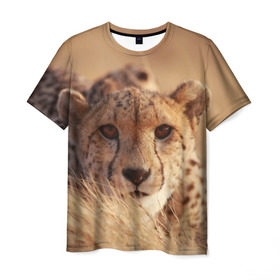 Мужская футболка 3D с принтом Гепард в Курске, 100% полиэфир | прямой крой, круглый вырез горловины, длина до линии бедер | Тематика изображения на принте: амурский | гепард | животные | зверь | киса | кот | котенок | кошка | лев | леопард | пума | рысь | серый | тигр | тигренок | хищник