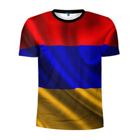 Мужская футболка 3D спортивная с принтом Флаг Армения в Курске, 100% полиэстер с улучшенными характеристиками | приталенный силуэт, круглая горловина, широкие плечи, сужается к линии бедра | айастан | армения | босеан | вымпел | ереван | знак | знамя | кумач | орифламма | пойс | полотнище | символ | стяг | флаг | флюгарка | хайастан | штандарт