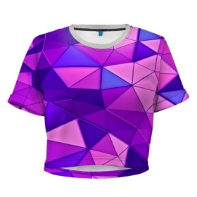 Женская футболка 3D укороченная с принтом Розовые полигоны в Курске, 100% полиэстер | круглая горловина, длина футболки до линии талии, рукава с отворотами | абстракция | бумага | геометрия | грани | изгиб | линии | полигоны | полосы | постель | розовый | сочетания | текстура | треугольники