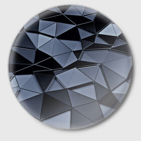 Значок с принтом Abstract Gray в Курске,  металл | круглая форма, металлическая застежка в виде булавки | абстракция | бумага | геометрия | грани | изгиб | линии | полигоны | полосы | постель | розовый | сочетания | текстура | треугольники