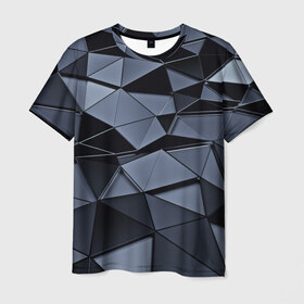 Мужская футболка 3D с принтом Abstract Gray в Курске, 100% полиэфир | прямой крой, круглый вырез горловины, длина до линии бедер | абстракция | бумага | геометрия | грани | изгиб | линии | полигоны | полосы | постель | розовый | сочетания | текстура | треугольники