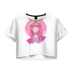 Женская футболка 3D укороченная с принтом Bubble Gum в Курске, 100% полиэстер | круглая горловина, длина футболки до линии талии, рукава с отворотами | angel | pop | sia | ангел | поп | сиа
