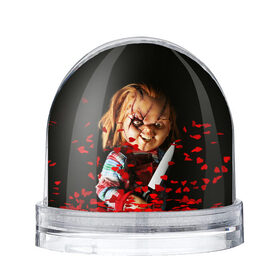 Снежный шар с принтом Чаки в Курске, Пластик | Изображение внутри шара печатается на глянцевой фотобумаге с двух сторон | chucky | кино | кровь | кукла | нож | ужасы | чаки